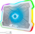 KLIM Ultimate + RGB Laptop Cooling Pad with LED Rim + New + Gaming Laptop Cooler + USB Powered Fan + Very Stable and Silent Laptop Stand + Compatible up to 17 + PC Mac PS5 PS4 Xbox One - White