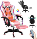 TBQATNTS Gaming Chair Gaming Chair with 7-Point Massage Function Computer Chair with Speakers and RGB Lights Ergonomic Racing Chair Gaming Chair for Adults with Headrest and Lumbar Pillow.Pink