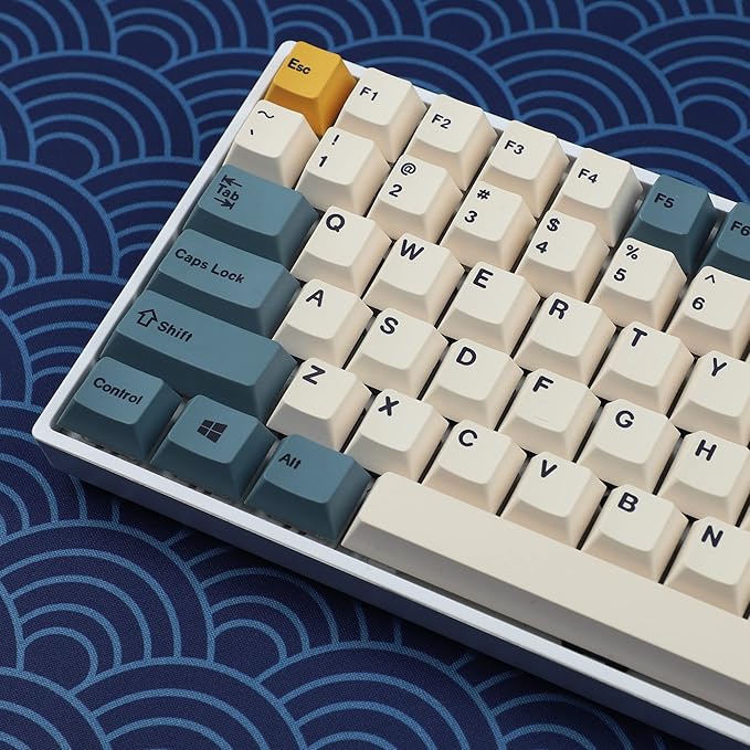 YMDK 145 Apricot Yellow Dye-Sub Mac Keycaps Thick PBT Cherry Profile Key caps for TKL 61 64 68 75 87 96 104 108 GMMK MX Mechanical Keyboard