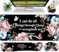 Extended Large Mouse Pad Set 31.5 x 15.7 – Christian Floral All-in-One Desk Set with Keyboard Wrist Rest Mouse Wrist Rest &amp Coaster Ergonomic Desk Accessories for Women Faith-Inspired Office Gi
