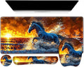 Large Mouse Pad Keyboard Wrist Rest Set Ergonomic Mouse Pad with Wrist Support Desk Mat with Stitched Edges + Coaster Extended Desk Pad Waterproof Desk Mat for Home Office Game I Running Horse