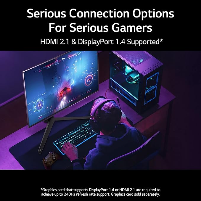 LG 27 Ultragear™ OLED QHD Gaming Monitor with 240Hz .03ms GtG &amp nVIDIA® G-SYNC® Compatible (Renewed) Black