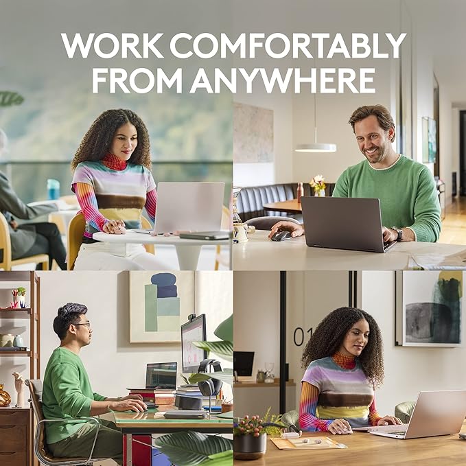 Logitech MX Anywhere 3S Compact Wireless Mouse Fast Scrolling 8K DPI Any-Surface Tracking Quiet Clicks Programmable Buttons USB C Bluetooth Windows PC Linux Chrome Mac - Pale Grey