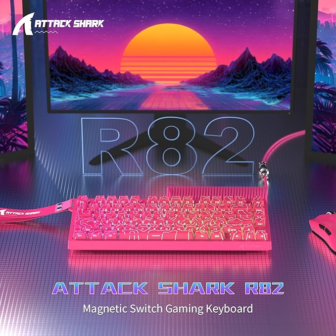 ATTACK SHARK R82HE 75% Rapid Trigger Mechanical Gaming Keyboard WiredHall Effect Magnetic SwitchAdjustable Actuation Esports8KHz Polling Rate0.08ms Latency with C01 Ultra Lighting Cable (White)