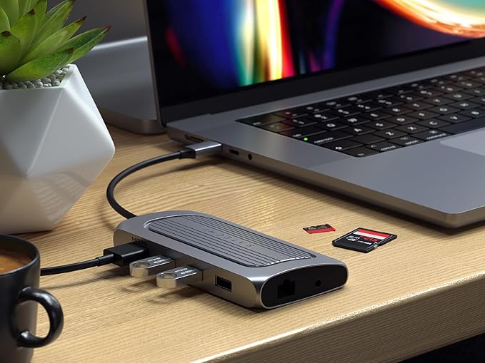 Satechi USB C Hub Multiport Adapter USB 4 with 8K HDMI 100W USB C PD Charging 3X USB-A Ethernet Micro/SD Card Readers Audio Jack for MacBook &amp Windows