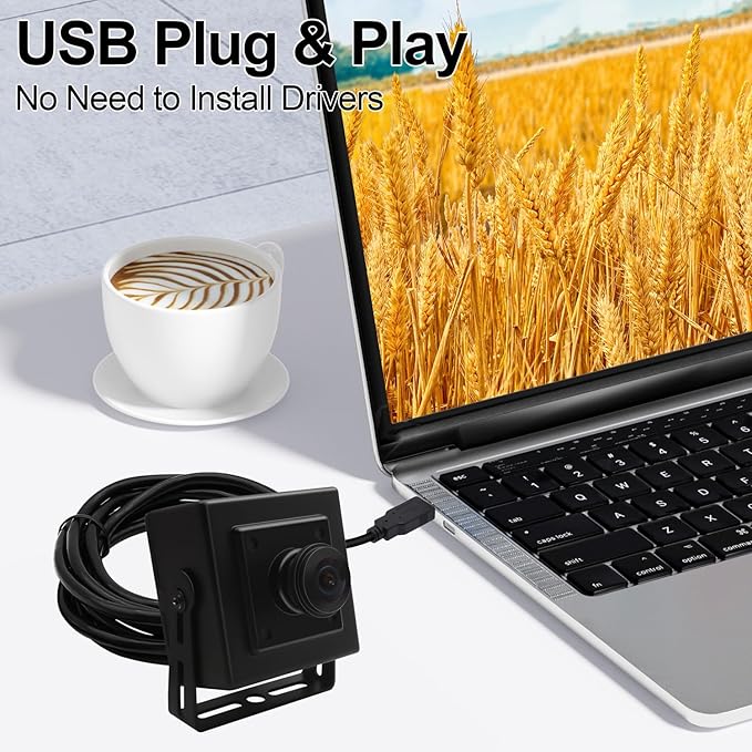 MMlove 480P VGA USB Camera 60FPS 170 Degree Fisheye Wide Angle Lens USB Security Webcam Aluminum Mini Case Webcam with 640x480 Pixel Web Camera for PC/Laptop/Raspberry Pi
