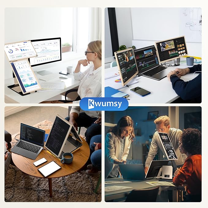 Laptop Screen Extender 15.6'' Laptop Monitor Extender with 86% NTSC FHD 1080P Display Detachable Triple Portable Monitor Compatible with Windows/Mac/DeX/Chrome Also Works with Desktop/Mini PC