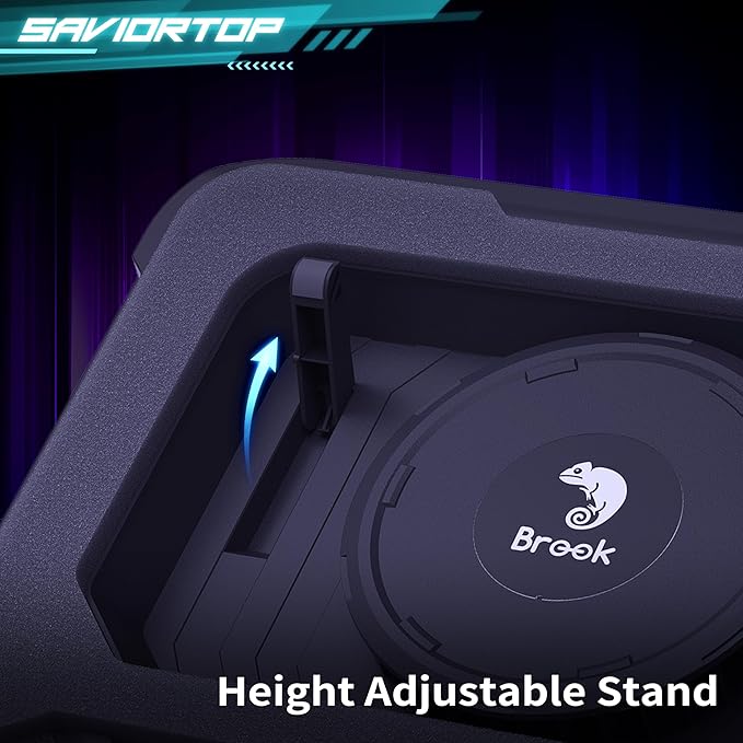 Brook Saviortop Gaming Laptop Cooling Pad – High-Speed 3500 RPM Laptop Cooler with Turbo Fan RGB Cooling Stand for 10-19 Inch Laptops Touch Control USB-C Hub Adjustable Height Quiet Cooling Fan