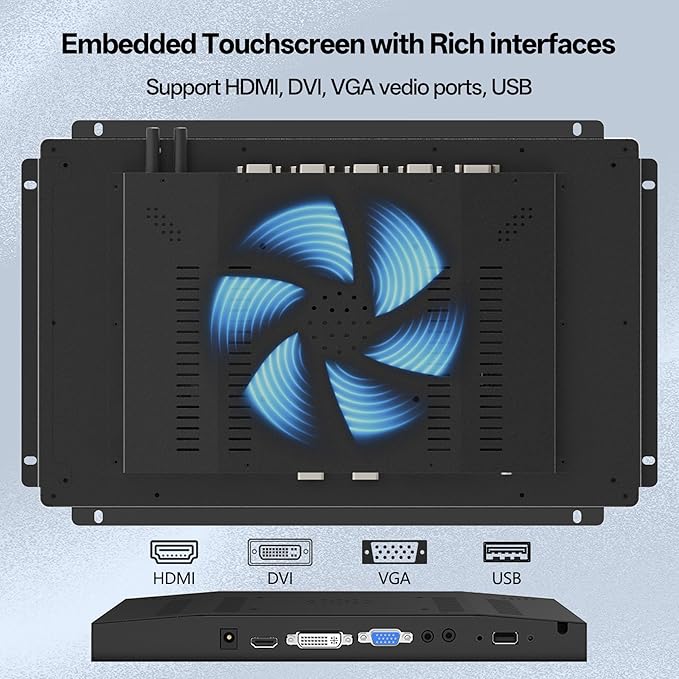 12.1 Inch Industrial Embedded Touchscreen Monitor - IPSIP65 Open FrameVESA Mount10-Point Capacitive Touch DisplayHDMI/VGA/DVI/USB Portsfor Automation &amp HMI1024×768 Resolution