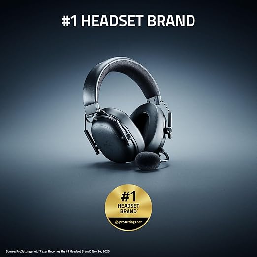 Razer BlackShark V3 Wireless Gaming Headset for PC: 50mm Drivers - Super Wideband Mic - 2.4 GHz Bluetooth USB - Works with Mac PS5 Nintendo Switch Smartphone - 70 Hr Battery - Black