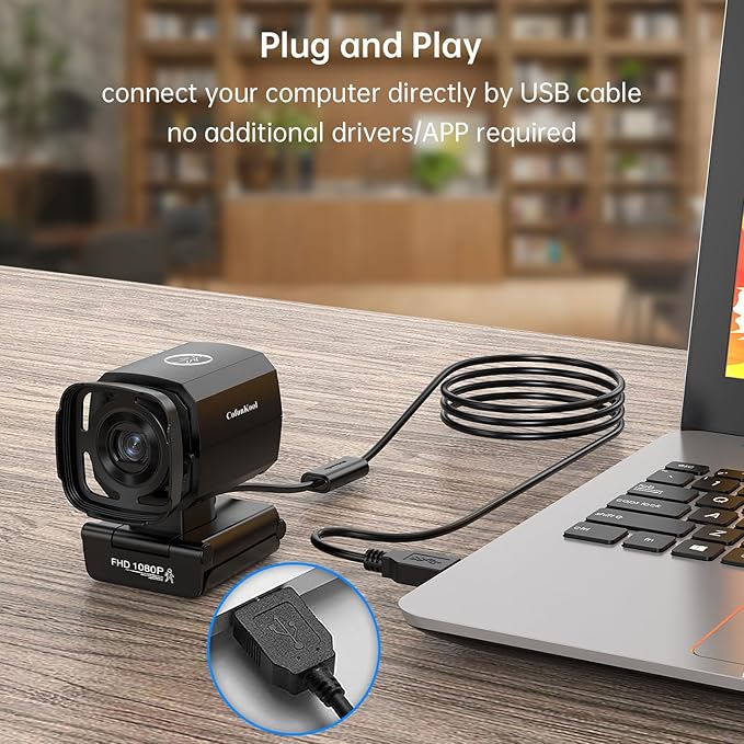 Auto Tracking Webcam: Full 1080P HD Computer Camera with Built-in 2 Microphones Remote Control Privacy Shutter WDR 73° View External USB Web Cam for Desktop PC Laptop