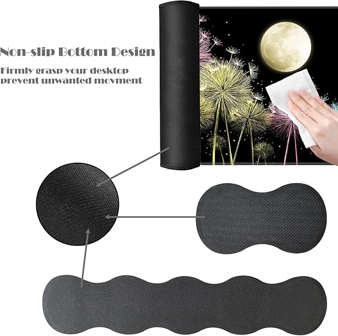 Ergonomic Keyboard Wrist Rest &amp Mouse Pad Wrist Rest SetXL Gaming Desk Mat 31.5x 11.8Non-Slip BaseMemory FoamEasy Typing Pain Relief for Office &amp HomeColorful Dandelions