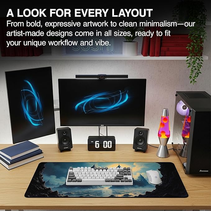 MPCO. Dark Fantasy Large Gaming Desk Pad - 36 x 17 Aeroglyde Fabric Echoes of the Deep Desk Mats - Non-slip Washable Smooth Glide for Precision Gaming &amp Work