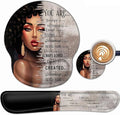 Ergonomic Gaming Mouse Pad Wrist Support and Memory Foam Keyboard Wrist Rest with Anti-Slip Base for Home Office Computer Desk Pad Gel Black Mouse Pad Easy Typing African American Women Black Girl