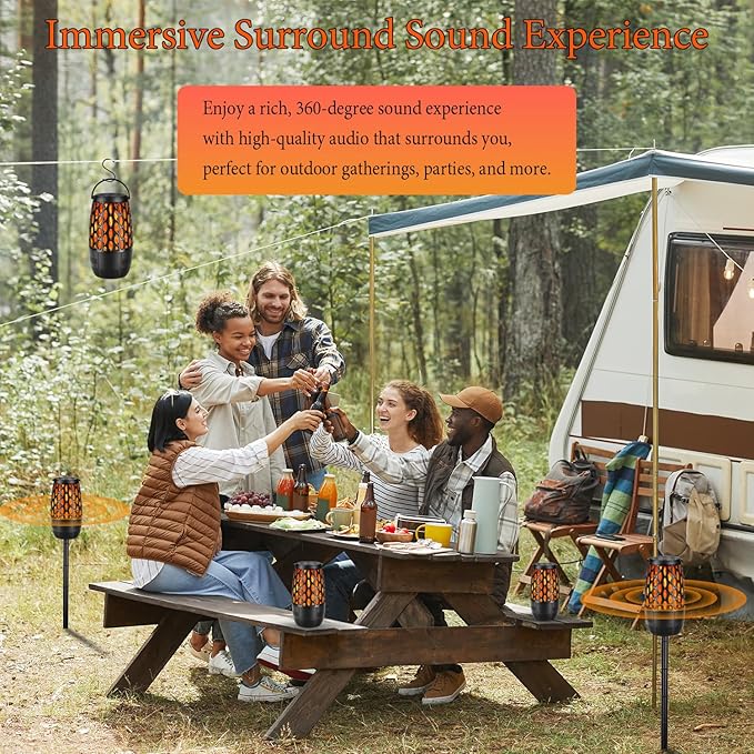 Upgraded Outdoor Bluetooth Speakers 10 Watt Bluetooth 5.3 Speaker Auto-Pairing Multi-Sync up to 100 Speakers IPX6 Waterproof Outdoor Speaker for Patio Porch Garden Gift for Men (2 Pack)