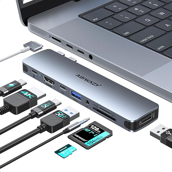 USB C Adapter HDMI Multiport Hub for MacBook Pro/Air M1-M3 13-16 2018-2024: 3 USB A 3.0 SD TF Card Reader Audio