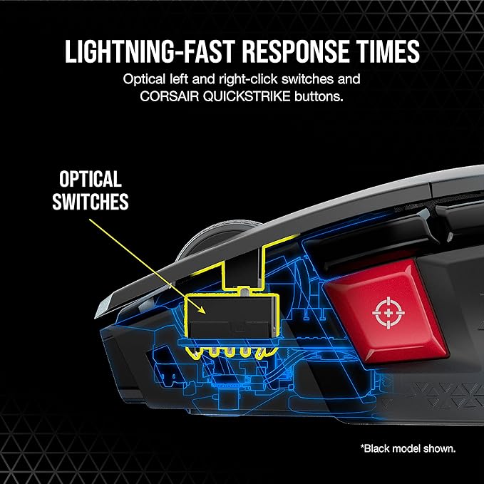 Corsair M65 RGB Ultra Wireless Tunable FPS Wireless Gaming Mouse - Sub-1ms Slipstream Wireless Technology 26000 DPI Optical Sensor Up to 120 Hours of Battery Life 8 Programmable Buttons - White