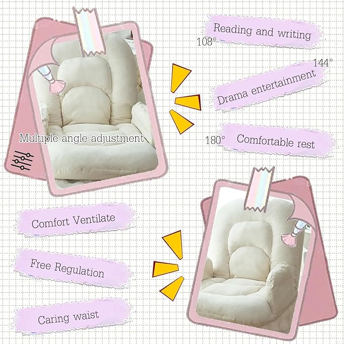 Sofa ChairFolding Sofa Chair Sofa Bed Chair Fireside Chair 5 Positions Adjustable Lazy Floor Sofa Bed Single Padded Lounge Sleeper Recliner Floor Chair Seat For Gaming And Reading  Meditation ( C