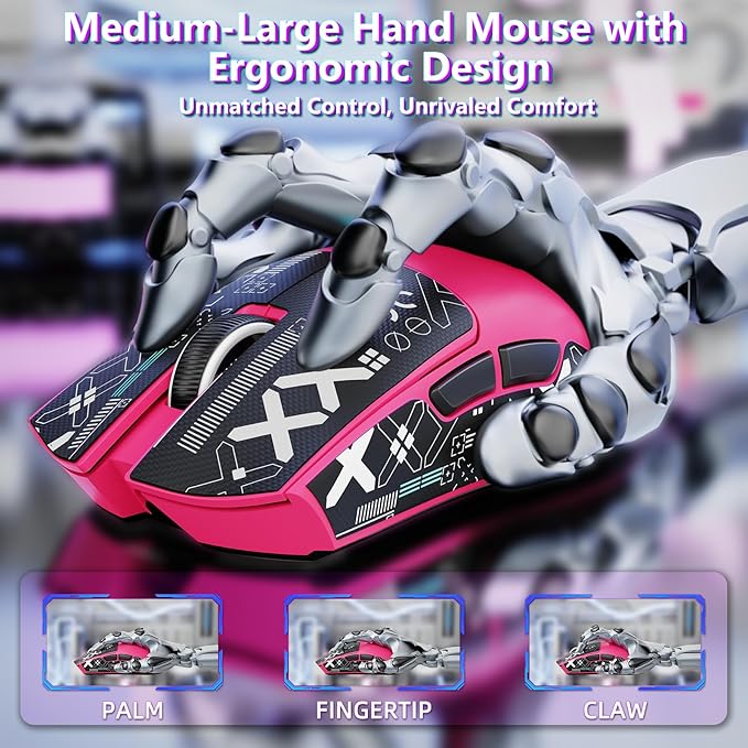 MAMBASNAKE Attack Shark X11SE Lightweight Wireless Gaming Mouse Tri-Mode 2.4G/USB-C Wired/BT 22K DPI PAW3311 Optical Sensor 59g 5 Programmable Buttons 300mAh Battery for PC/Mac((Berry-Griptape)