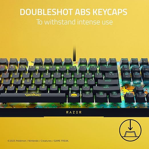 Razer BlackWidow V4 X Mechanical Gaming Keyboard: Green Switches Tactile &amp Clicky - 6 Macro Keys - Chroma RGB - Doubleshot ABS Keycaps - Sound Dampening &amp Stabilizers - Pokémon Edition