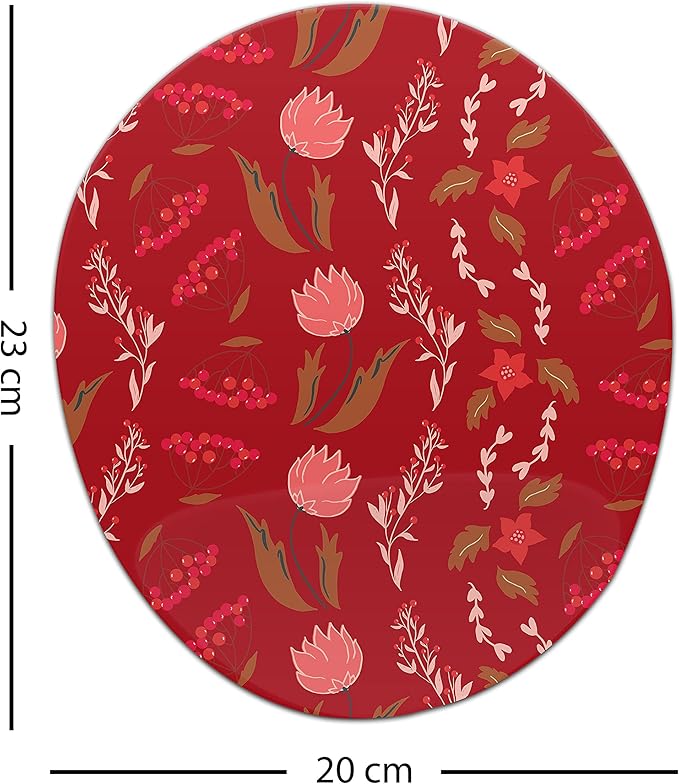 Ergonomic Mouse Pad with Wrist Rest Digital Printed Mouse Mat for Tendon Sheath Problems Non-Slip Base for Office and Home Size: 20 x 23 cm