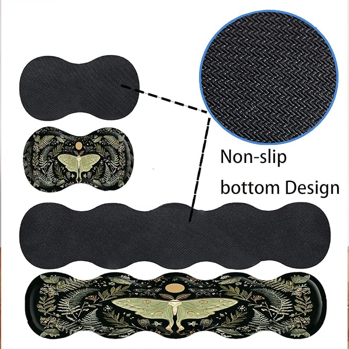 Keyboard Mouse Pad SetLarge Desk Pad+Keyboard Wrist Rest+Mouse Wrist Support+CoasterEasy Typing Pain Relief Non-Slip Wrist Support Mousepad Set Home OfficeLuna Moth Series