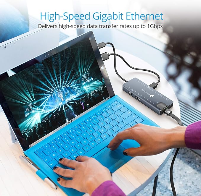 gofanco Prophecy Mini DisplayPort 4K Video Dock/Docking Station 4K @30Hz (HDMI 1.4) or 4K @60Hz (DP 1.2) USB 3.0 &amp Gb Ethernet Adapter Hub PC and MacBook TAA Compliant (Windows &amp Mac)