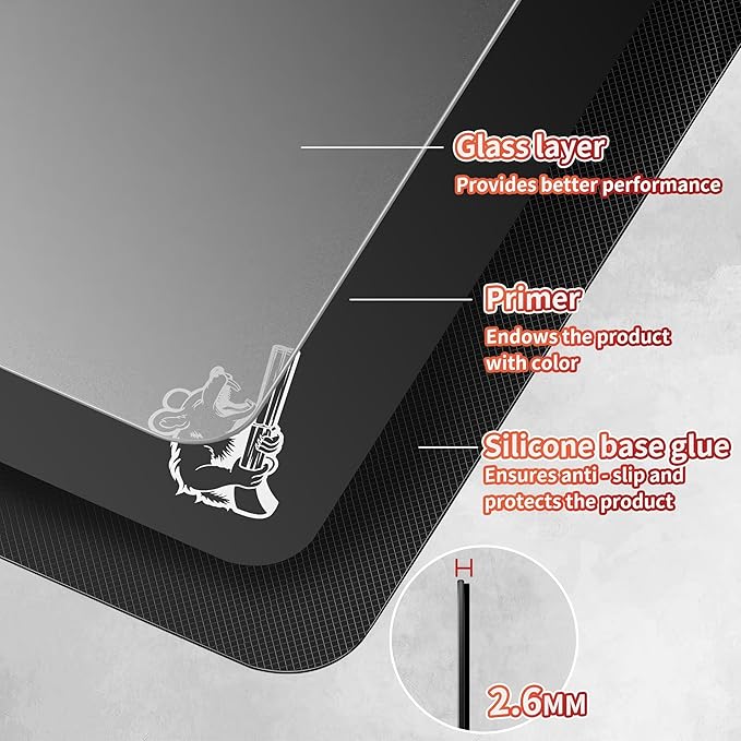 2.0 Ultra-Thin Tempered Glass Gaming Mouse Pad Designed for FPS Full-Coverage Anti-Slip BaseEtched Surface1.6mm Thin Glass LayerRedefine Your Shooting Experience(Black400mm*480mm)