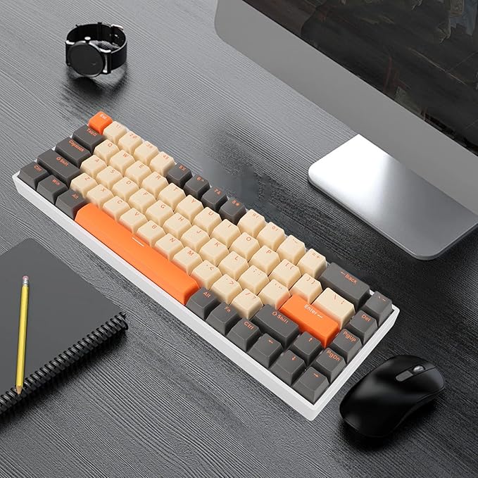 60% Mechanical Gaming Keyboard Dynamic RGB Backlit Gaming Keyboard 68 Keys Mini Wired Office Keyboard with Red Switch Full Key Hot Swappable for Laptop PC
