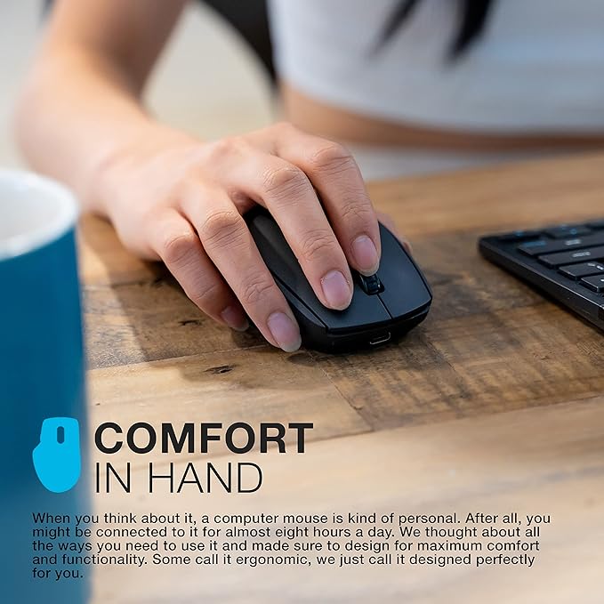 JLab GO Charge Wireless Mouse Connect Via Bluetooth or USB Wireless Dongle Multi-Device Toggle Portable Ultra-Compact and Lightweight for Work on The Go Adjustable Tracking (1 Pack)