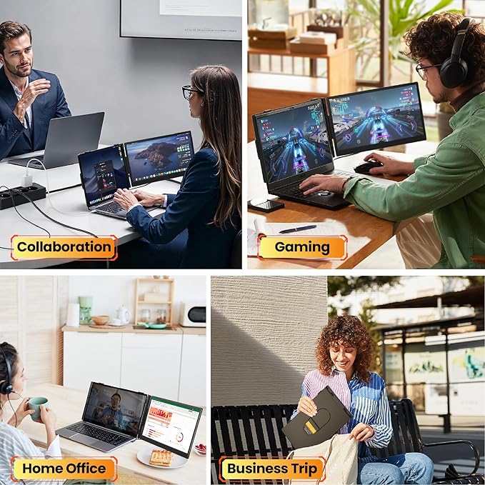 Laptop Screen Extender 0.27 Ultra-Thin 14 FHD 1080P IPS Lightweight Dual Portable Monitor USB-C/HDMI Plug &amp Play for 13-17 Laptops Travel screen compatible with Windows/Mac/Chrome/Switch/And