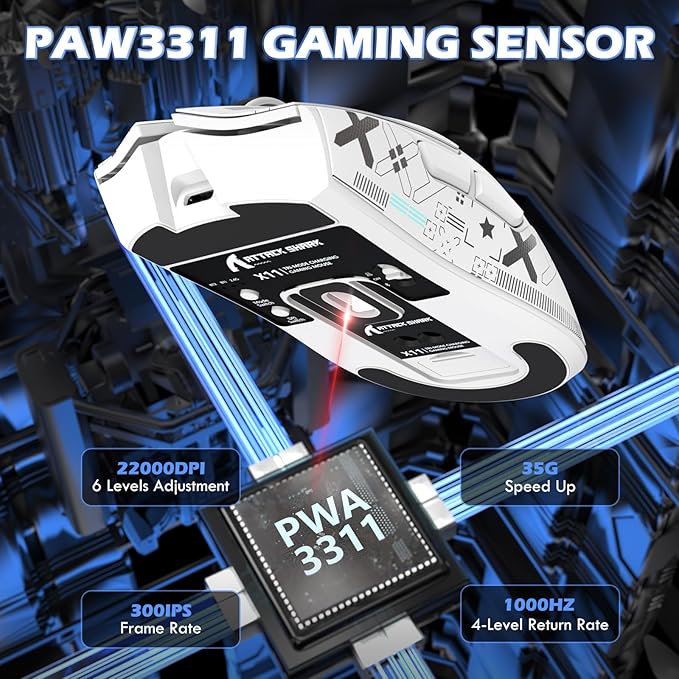 ATTACK SHARK X11 &amp X65 PRO HE Rapid Trigger Hall Effect Keyboard60% Magnetic Keyboard 8K Polling Rate RGB Hot SwapWireless Gaming Mice with Charging Dock 22K DPIBT/2.4Ghz/WiredCoiled Cable-Whi