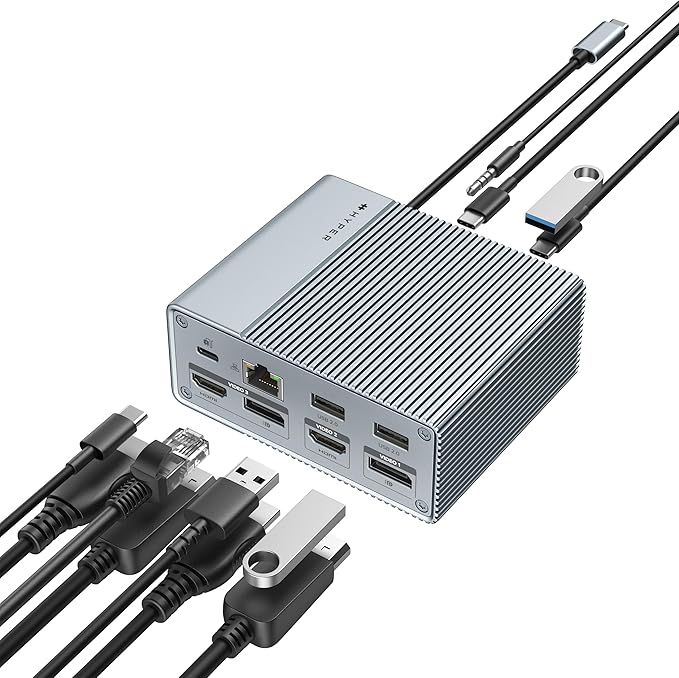 Hyperdrive USB-C &amp Thunderbolt 4 GEN 2 12-in-1 Docking Station 85W PD Dock for MacBook Pro/Air iPad PC 4k USB C Triple Display Hub 10Gbps Gigabit Ethernet