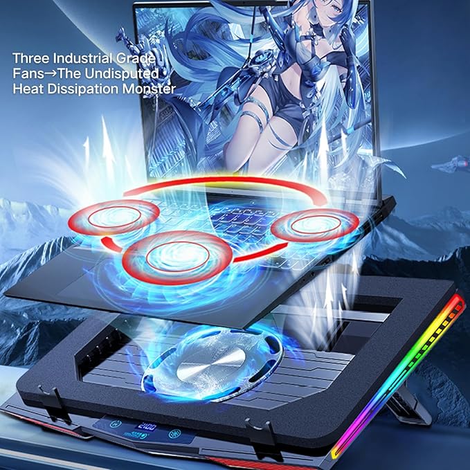 Cooling Pad for Msi Creator 17 Gaming LaptopIt is a Heat Dissipation Monster with Powerful Turbo Fan Can Fast Cooling Variable Speed5 RGB Light ModeTouch Start ﻿