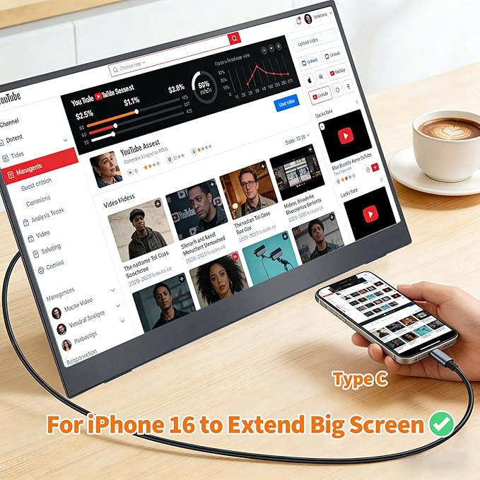 18.5 Inch Large Portable Monitor for Laptop 120Hz 1080P FHD IPS Portable Travel Second Screen Display for/Phone/Xbox PS4/5 100% sRGB Dual Speakers VESA &amp Storage Bag