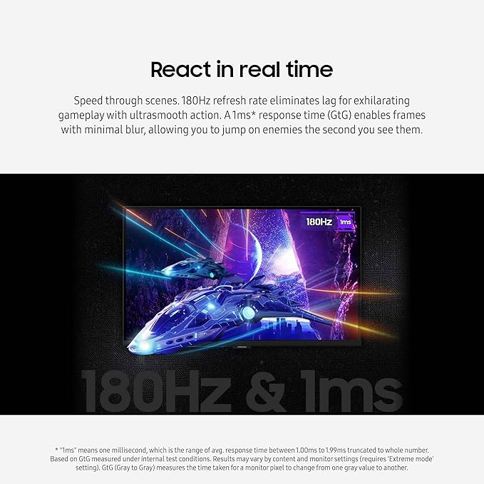 SAMSUNG 32-Inch Odyssey G50D Series QHD Fast IPS G-Sync Compatible Gaming Monitor 1ms VESA DisplayHDR 400 180Hz AMD FreeSync Adjustable Stand Eye Saver Mode LS32DG502ENXZA 2024