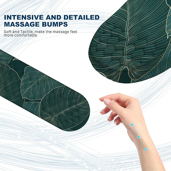 Ergonomic Mouse Pad and Keyboard Wrist Rest with Massage Design Space-Saving Mouse Pad Wrist Support Memory Foam Wrist Rest with Non-Slip PU Base for Computer Desk Green Leaves