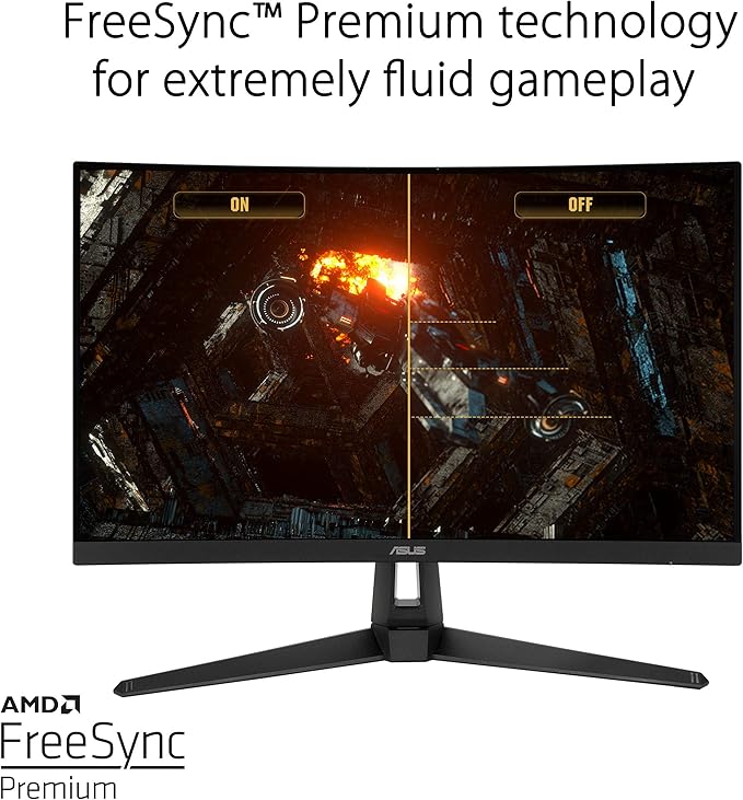 ASUS TUF Gaming VG27WQ1B 27” Curved Monitor 1440P WQHD (2560 x 1440) 165Hz (Supports 144Hz) 1ms Adaptive-sync/FreeSync Premium Extreme Low Motion Blur Eye Care HDMI DisplayPort HDR10