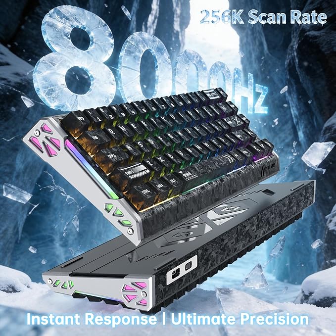 ATTACK SHARK R68 HE Carbon Fiber 8000Hz Rapid Trigger Keyboard 0.005mm RT Accuracy 68 Keys Wired Gaming Keyboard with Magnetic Switch Adjustable Actuation Snap Tap RGB Lighting for PC/Mac Ink