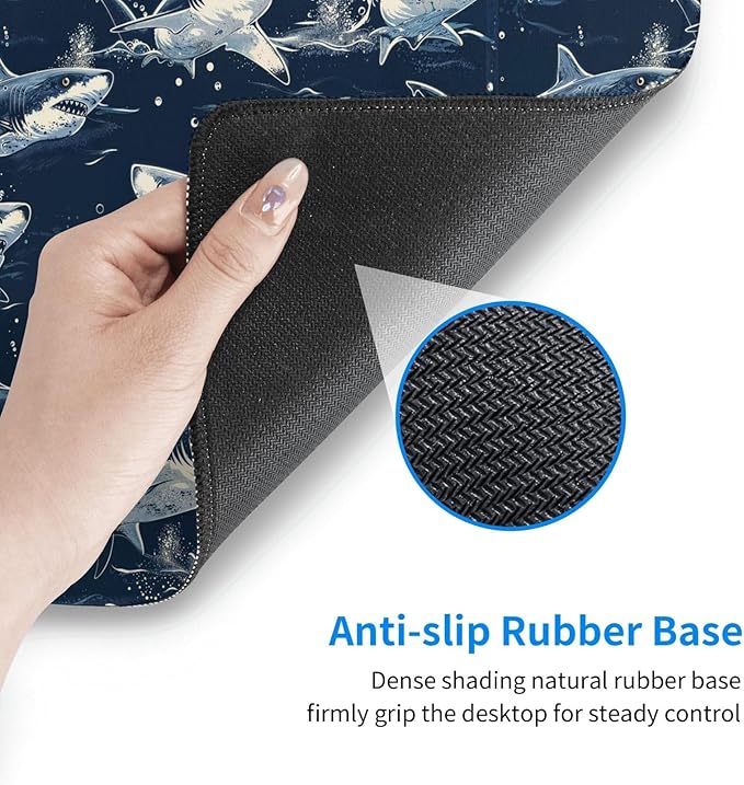 Shark Mouse Pad Non Slip Large Desk Keyboard Mat Gaming Protection Pad 16X29.5 Inch