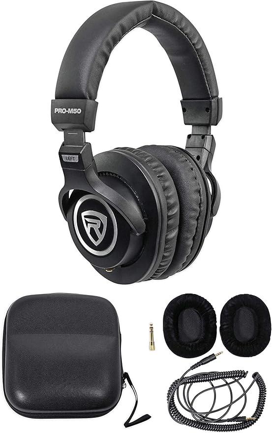 Rockville RCM01 Bundle: Pro Studio Condenser Microphone with Shock Mount DMS40 40 in Boom Arm Stand with Desk Clamp PRO-M50 Headphones ROCKSHIELD 3 Mic Isolation Shield 4-Items