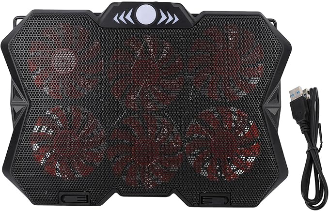 Laptop Cooling Pad Large Size Compatibility with 6 Height Adaptable RGB Silent Fan Efficient Heat Dissipation for 19in Laptops
