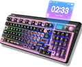 H98 Wireless Mechanical Keyboard96-Key Hot-Swappable Wired Gaming KeyboardTri-Mode Bluetooth 5.0 2.4G USB-C1.14 Color ScreenDouble Knob6000mAhRGBPBT Keycaps for PC Mac iPad-Black