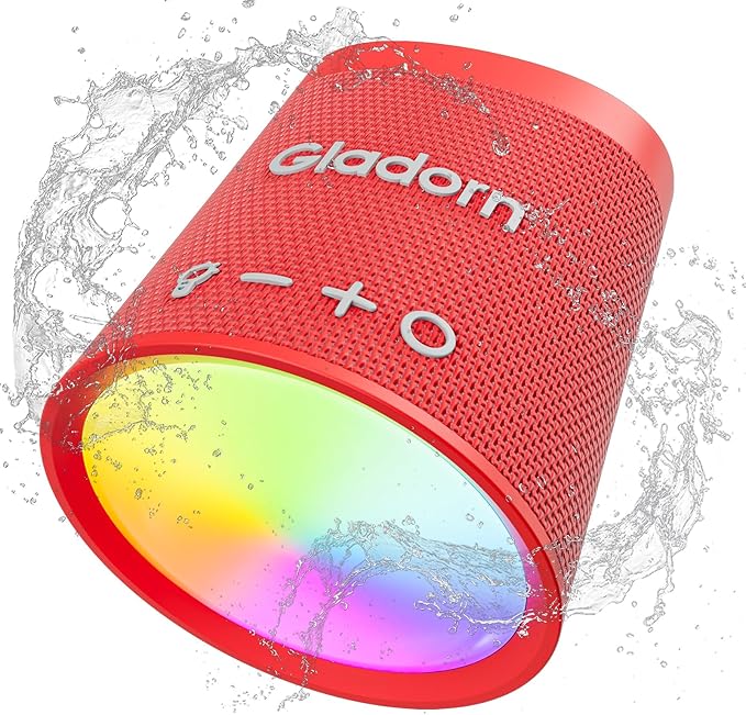 Portable Bluetooth Speaker Wireless with 9 Color Lights 20H Playtime Stereo Pairing Deep Bass IPX6 Waterproof Bluetooth 5.3 Small Speaker for Home Party Outdoor Camping Beach Gift