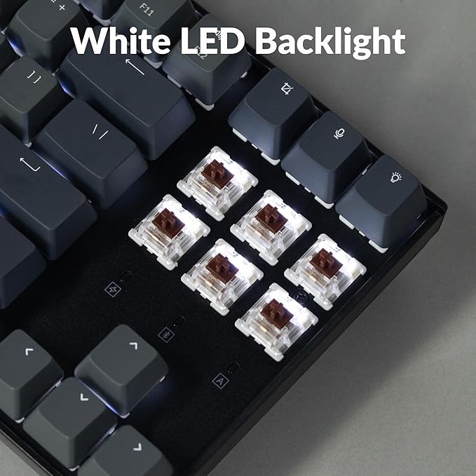 Keychron K8 Tenkeyless Wireless Mechanical Keyboard for Mac White Backlight Bluetooth Multitasking Type-C Wired Gaming Keyboard for Windows with Brown Switch