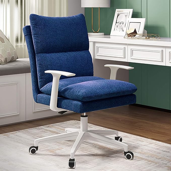 Office Chair Gaming Chair Computer Chair Upholstered Gaming Chair with Height Adjustable ArmrestFabric Home Office ChairErgonomic Computer Chair with Soft Removable Seat and Comfortab