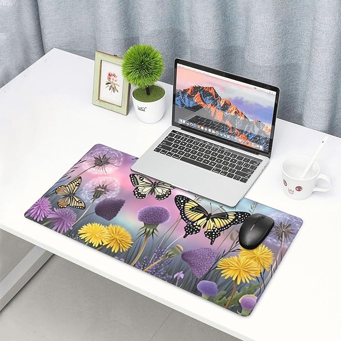 Butterflies Desk Cover MatExtended Large Mouse PadComputer Laptop Mat Desk Decor for Office Game Home 30x16 Inch