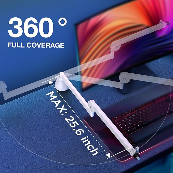 InnoGear Low Profile Mic Arm 360° Rotatable Microphone Boom Arm Mic Stand for Fifine AM8 K669B Blue Yeti HyperX QuadCast SoloCast AT2020 with Mic Clip 3/8 to 5/8 3/8 to 1/4 Adapter White