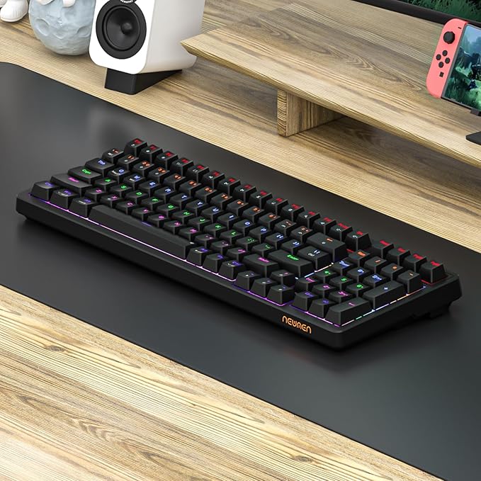 Newmen GM328 Gaming Mechanical Keyboard18 LED Backlit Effects 100 Keys Wired Mechanical Keyboard with Linear Red Switch Double-Shot KeycapsGaming Keyboards Compact Design for Gamers and Work