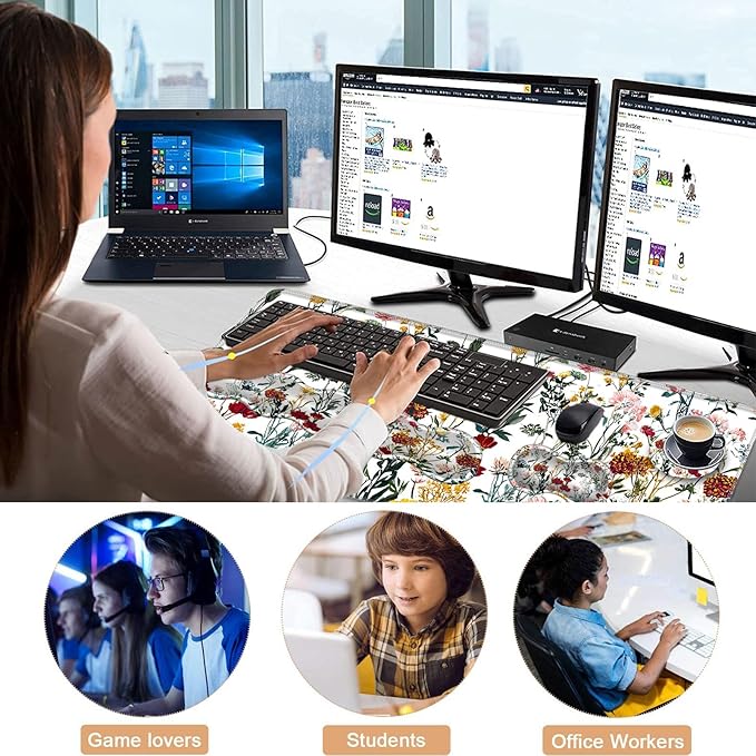 Keyboard Wrist Rest and Mouse Pad with Wrist Support Set Ergonomic CoasterMemory FoamEasy Typing Pain ReliefLarge XL Desk Mat 31.5x 11.8Beautiful Floral